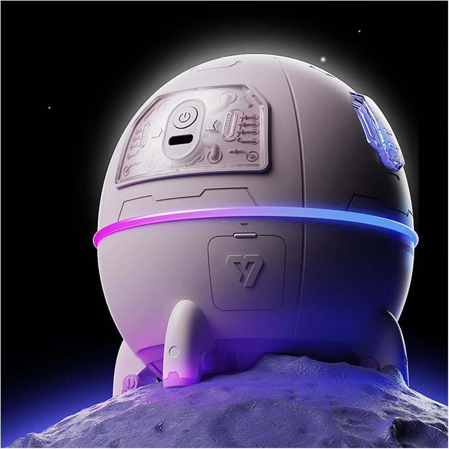 Space Capsule Humidifier, Transparent PC Silicone Mini Cute Humidifiers Portable Household Ambient Light Humidifier for Home Car Bedroom Office and Travel, DC5V/1A (White)