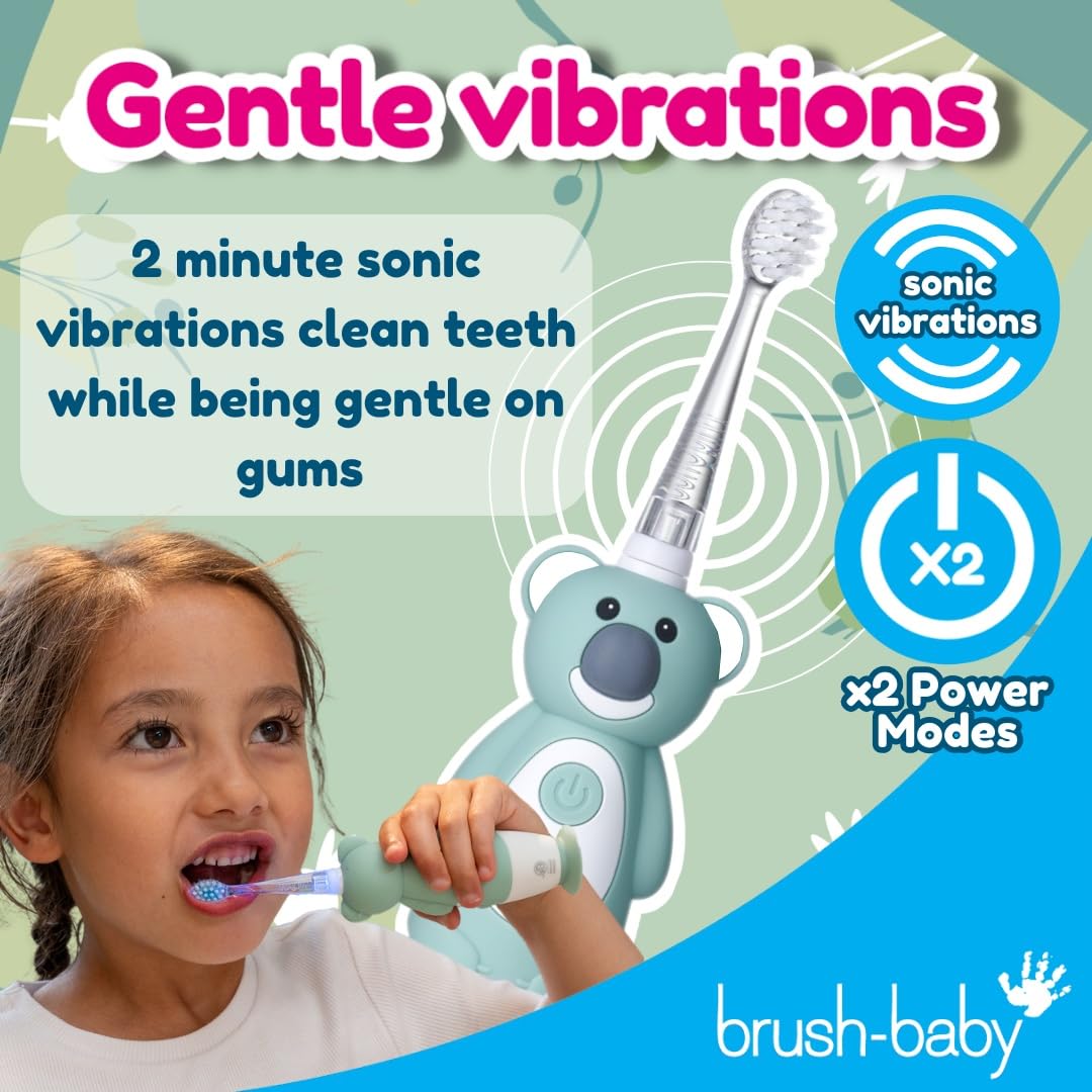 brush-baby WildOnes™ Rechargeable Kids Electric Toothbrush – Toby Tiger | Flashing Lights, 2-Min Timer, Waterproof, 3 Brush Heads | Toddler & Child Toothbrush Ages 0-10 | Soft Bristles