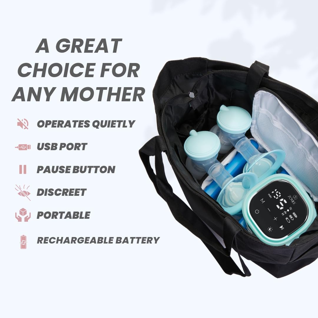 Zomee Z2 Double Electric Breast Pump – with Expression, Massage, and 2-Phase Modes - Hospital Grade Rechargeable, Portable, Hands Free Wearable Breast Pump