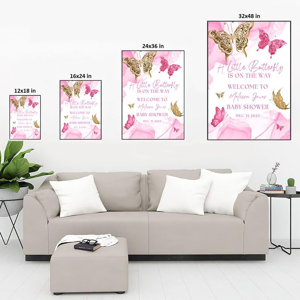 Personalized A Little Snowflake Is On The Way Welcome Sign, Pink, Girl, Winter Baby Shower Canvas