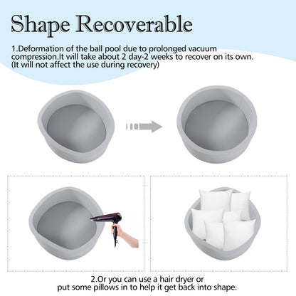Foam Ball Pit, 47.2"x 13.8" Large Ball Pits for Toddlers, Soft Round Kiddie Baby Playpen Ball Pool for Kids, Ideal Gift for Babies Indoor and Outdoor Game, Grey, (Balls not Included)