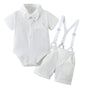 YUEMION Infant Baby Boy Clothes Gentleman Outfits Suits Summer Short Sleeve Bowtie Bodysuit Shirts + Suspender Shorts(0-24M)