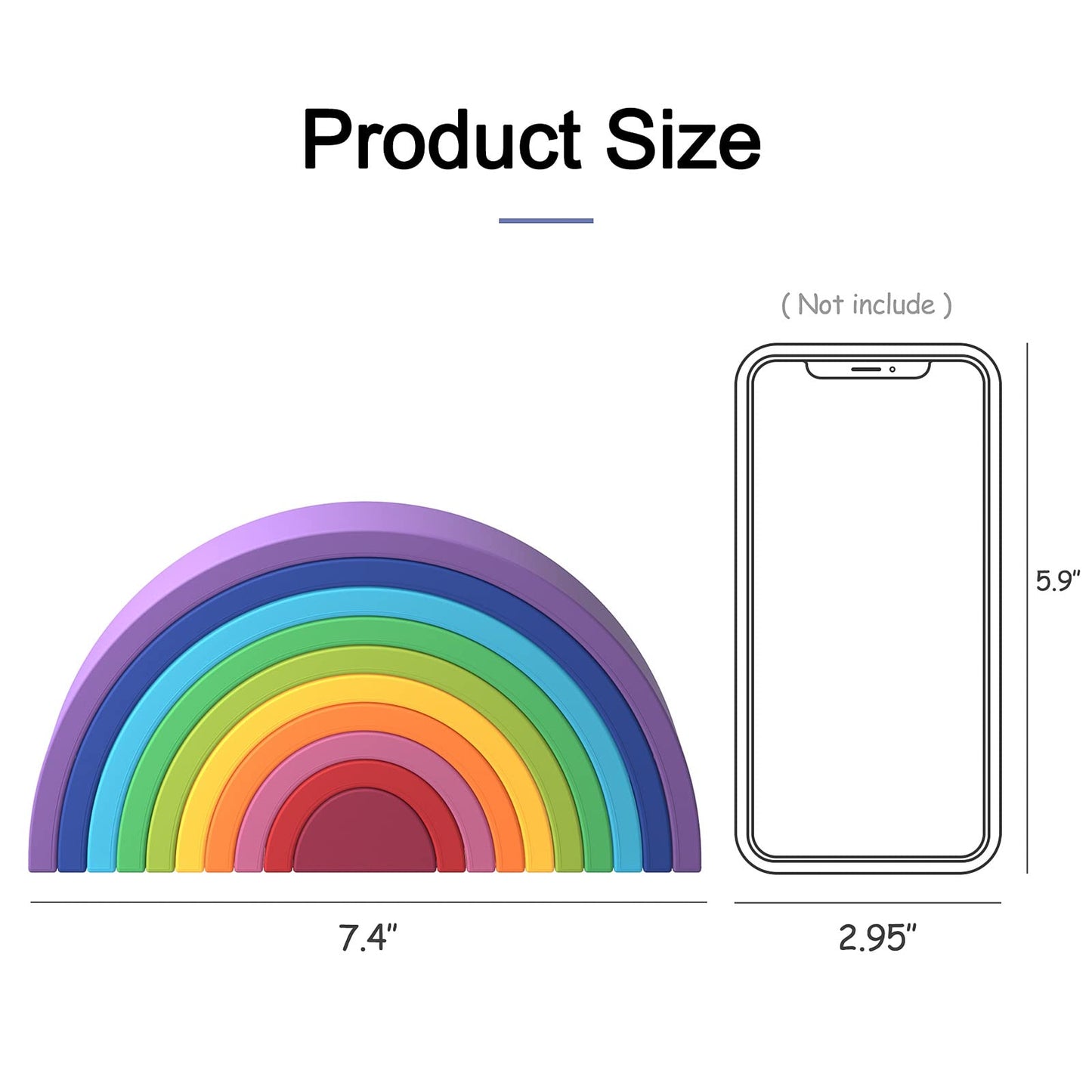 MCGMITT Rainbow Stacking Toy, Silicone Rainbow Stacker for Toddlers, Montessori Nesting Blocks, Building Creative Color Shape Matching Toy Set, 10 Layers