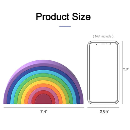MCGMITT Rainbow Stacking Toy, Silicone Rainbow Stacker for Toddlers, Montessori Nesting Blocks, Building Creative Color Shape Matching Toy Set, 10 Layers