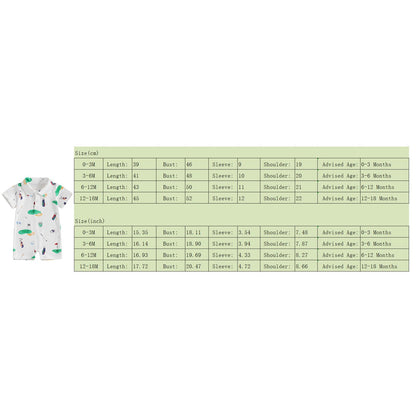 Baby Boy Rompers Half Button-up Jumpsuit Short Sleeve Bodysuit Summer Clothes