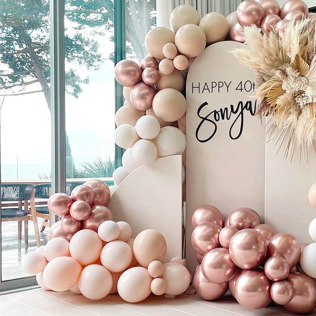 Blush Beige Balloon Arch Kit - Double Stuffed White Sand Nude Balloon Garland Neutral Cream Apricot Balloons for Baby Bridal Shower Boho Gender Reveal Wedding Birthday Party Party Decor