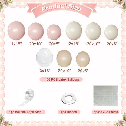Dusty Pink Balloon Arch Kit 126 Pcs Pink and Sand White Balloon Arch Garland Kit Include Dusty Pink Sand White Balloons for Wedding Birthday Baby Shower Gender Reveal Decorations