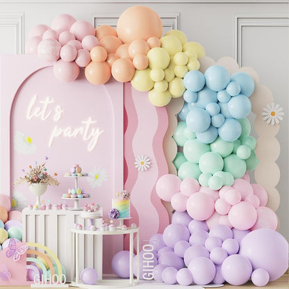 Daisy Pastel Balloon Garland Kit 157pcs Pastel Macaron Balloon Arch Kit with Flower Mylar Balloon for Boho Mothers Day Spring Daisy Floral Theme Two Groovy Party Decoration