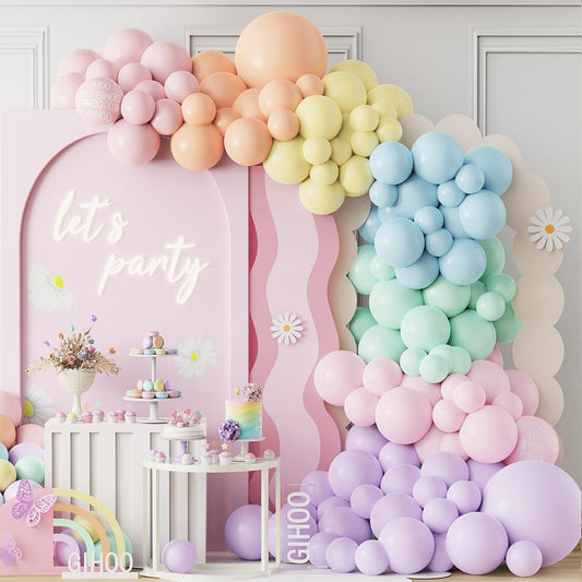 Daisy Pastel Balloon Garland Kit 157pcs Pastel Macaron Balloon Arch Kit with Flower Mylar Balloon for Boho Mothers Day Spring Daisy Floral Theme Two Groovy Party Decoration