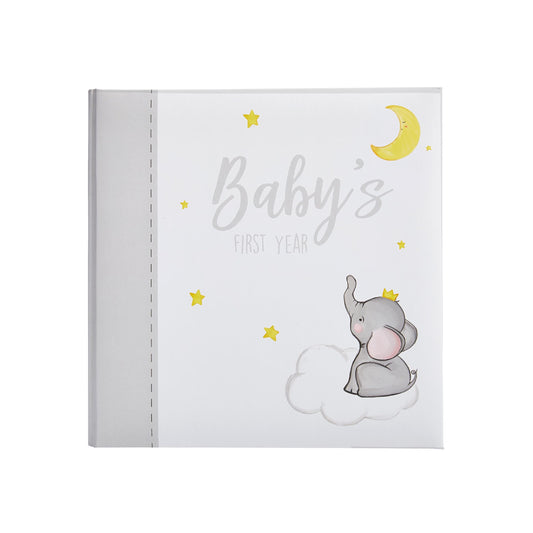 Kate & Milo Baby’s First Year Baby Memory Journal, Gender-Neutral Keepsake, Baby Milestone Memory Book and Photo Album, Perfect for Baby Showers, For New and Expecting Parents, Sky and Elephant