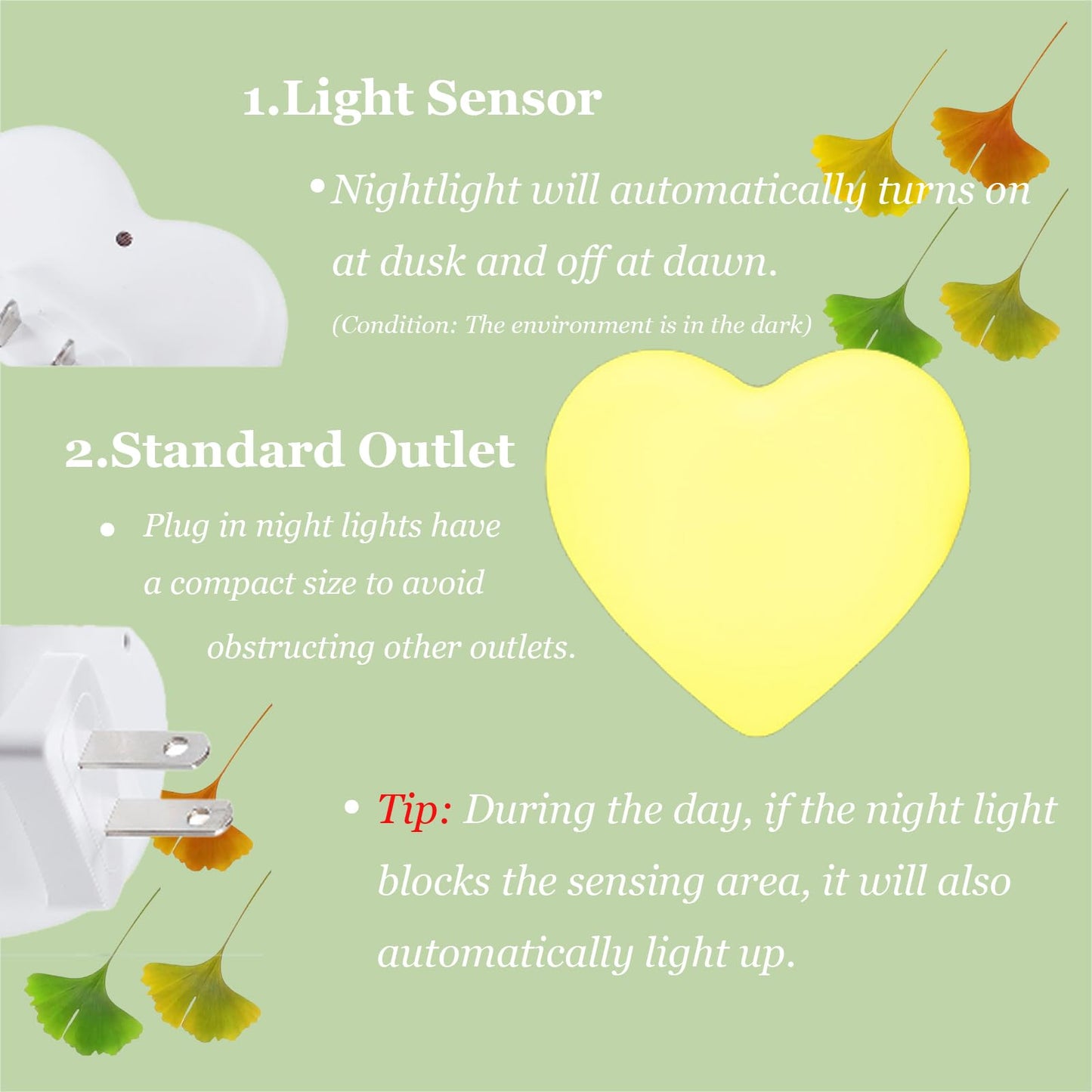 Cute Night Lights, Heart Shape Nursery Nightlight with Light Sensors, Auto Dusk to Dawn Sensor, Soft Warm White, Ideal Nightlight for Bedroom, Bathroom, Hallway, Kitchen (Blue)