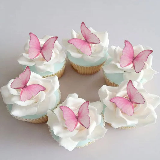 GEORLD Edible Wafer Paper Butterflies Set of 48 Purple Colorful Cake Decorations, Cupcake Topper Mixed Color
