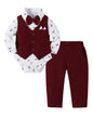 YALLET Baby Boy Clothes Suit 0-24 Months Infant Gentleman Outfits Formal Dress Shirt+Bowtie+Vest+Pants Set Baby Wedding Suits