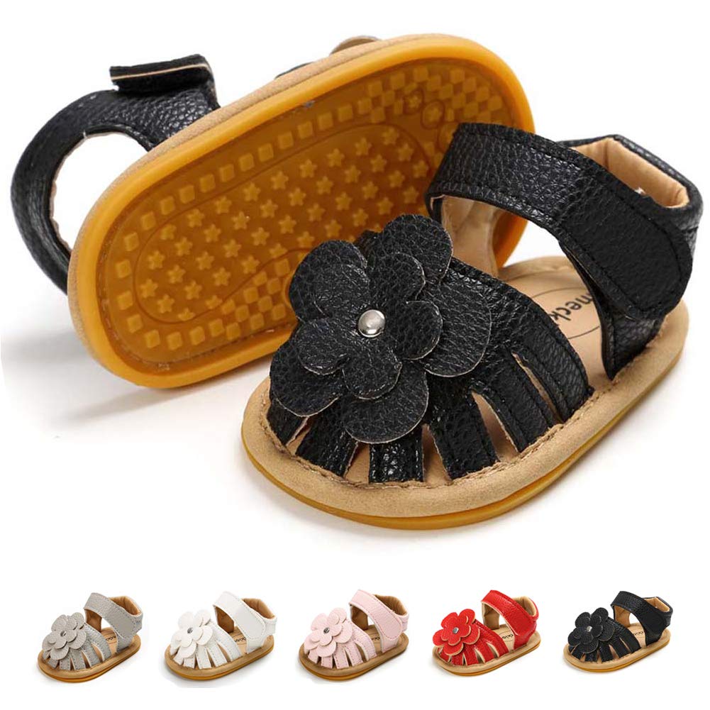 Kannior Infant Boys Girls Sandals Breathable Premium Baby Summer Outdoor Casual Beach Shoes Lightweight Toddler Flower Bowknot Anti Slip Rubber Sole Newborn Prewalker First Crib Shoes