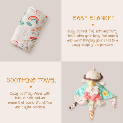 Bopoobo Baby Shower Gifts for Boys - New Born Gifts, Unique Essentials: Onesie, Blanket, Rattle, Lovey, Socks, Decision Coins, Milestone