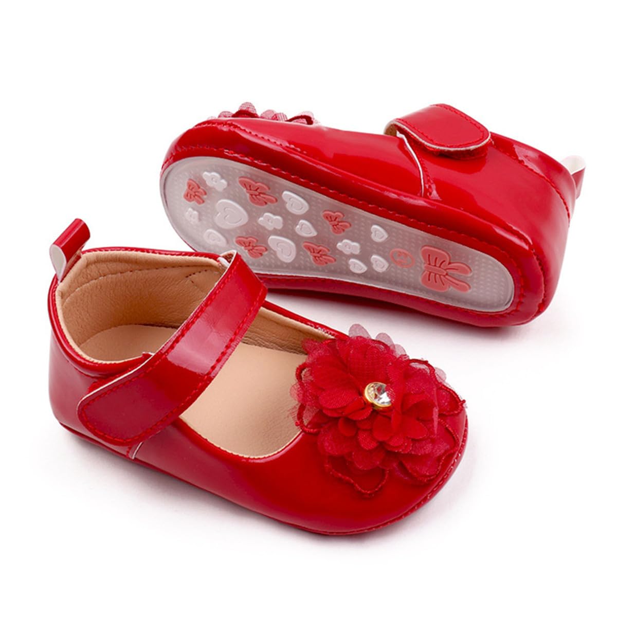 HsdsBebe Infant Baby Girls Mary Jane Flats Bow Non-Slip Soft Sole Princess Toddler First Walkers Sneaker Wedding Dress Shoes