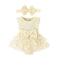 Baby Girl Summer Clothes Cute Newborn Girl Outfits Sleeveless Lace One Piece Romper + Headband 2pcs set 0-12 Months