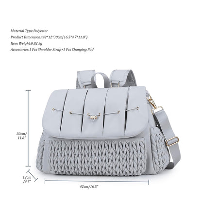 Lmbabter Diaper Bag Backpack Convertible Messenger Bag Travel Backpack Maternity Bags Stylish Baby Bag with Changing Pad for Mom (Brown)