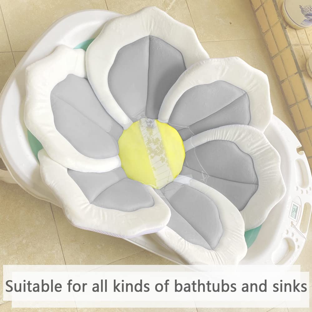 Baby Bath Pad for Infant Bathtub Sink - Flower Mat Tub Lounger - Petal Soft Supports Newborn Bathing Insert Seat - 31" (Pink)