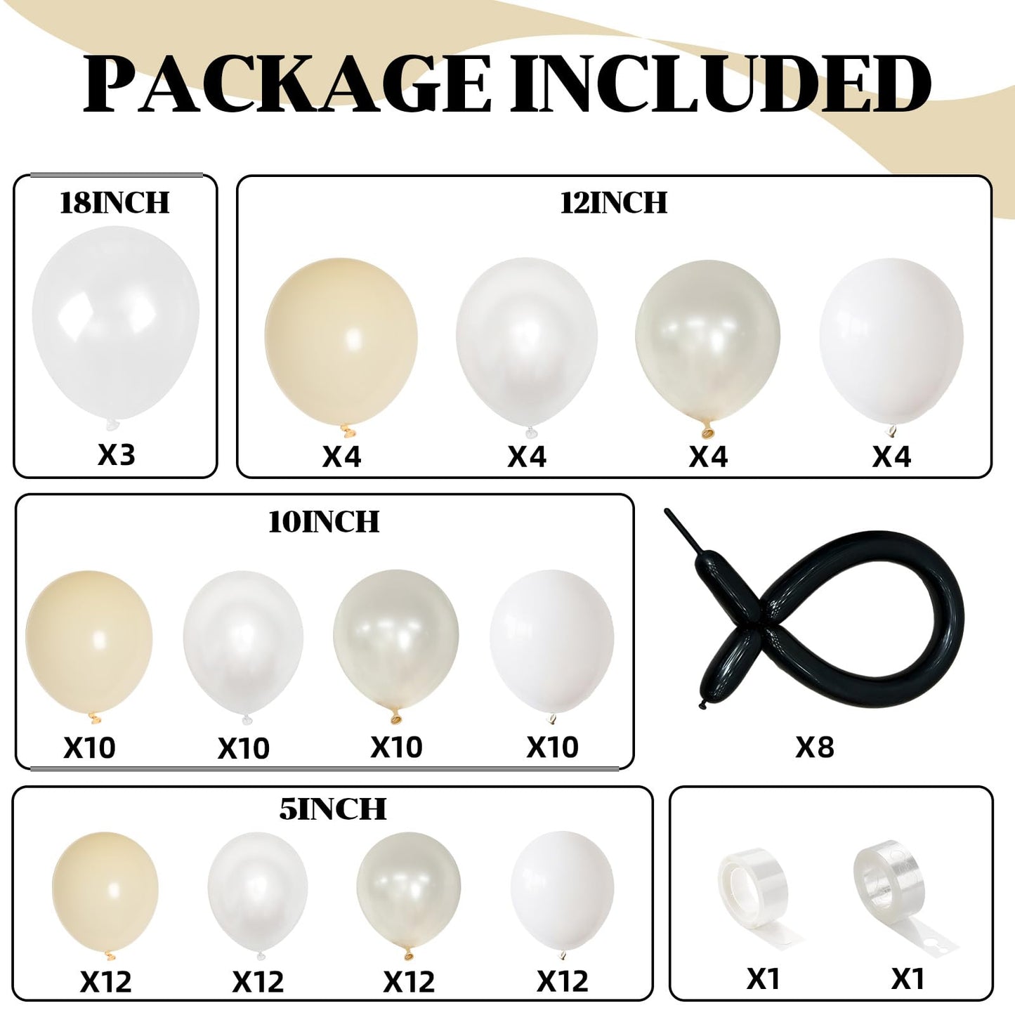 Pink White Balloon Arch Kit, Double Stuffed Pastel Pink Ivory White Balloon Garland, Baby Pink Cream White Balloons with 3pcs 18Inch Clear Balloons for Girls Birthday Baby Shower Party Decorations