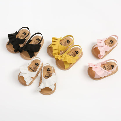 SOFMUO Baby Girls Sandals Premium Soft Sole Infant Indoor Flat Newborn Slippers Lightweight Comfort Toddler Summer Princess Dress Shoes