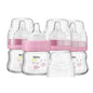 YOHKOH Glass Baby Bottles with Slow Flow Nipple, Newborn Anti-Colic Baby Bottles for 0+ Months, Wide Neck Feeding Bottle, Clear (Red, 2.7oz (Pack of 2))