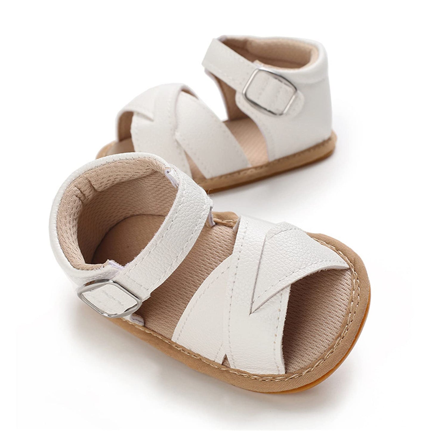 GAISUMMI Baby Girls Sandals Summer Bowknot Infant Crib Shoes Toddler Pu Leather Soft Rubber Sole First Walkers