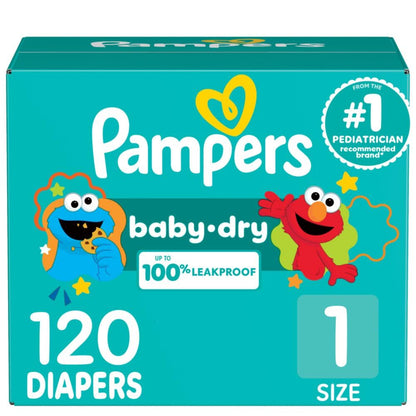 Pampers Diapers - Baby Dry - Size 1, 44 Count, Absorbent Disposable Infant Diaper (Packaging May Vary)