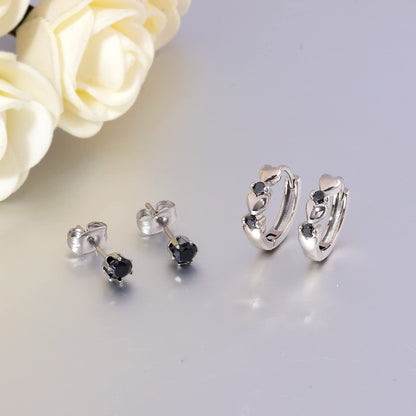 CiNily 14K White Gold Plated Small Hoop Earrings for Women Girls Heart Cubic Zirconia Hypoallergenic Earrings