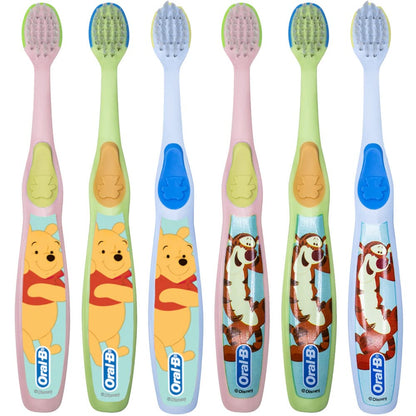 Oral-B Baby Manual Toothbrush, Pooh Characters, 0-3 Years Old, Extra Soft (Characters Vary) - Pack of 4