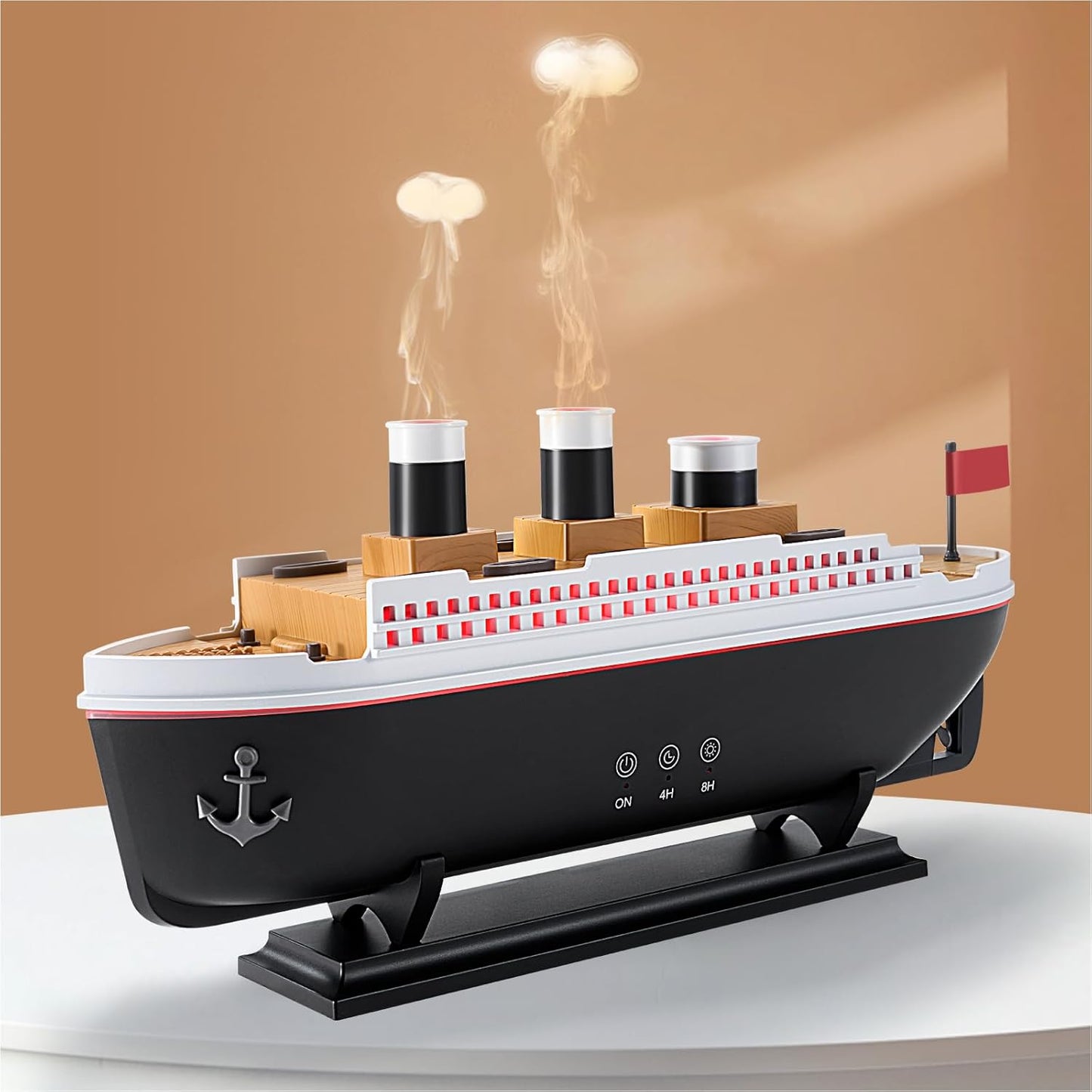Titanic Humidifier 250ml, Jellyfish Diffuser Cool Mist Ultrasonic Aroma Aromatherapy Diffuser with Remote Control 7 Light 2 Mist Mode Auto Shut-Off for Bedroom Office Hotel(Black)