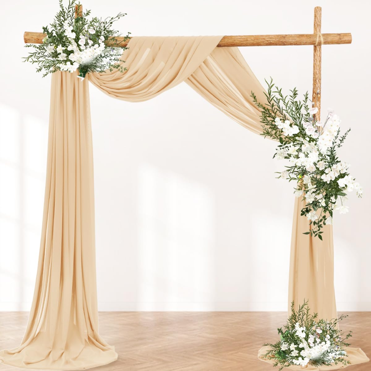 Wedding Arch Draping Fabric 2 Panels 30'' x 18FT Sage Green Sheer Chiffon Arch Drapery for Bridal Shower Backdrop Outdoor Party Church Ceremony