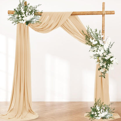 Wedding Arch Draping Fabric 2 Panels 30'' x 18FT Sage Green Sheer Chiffon Arch Drapery for Bridal Shower Backdrop Outdoor Party Church Ceremony