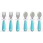 Munchkin® Raise™ Toddler Fork and Spoon Utensil Set, Rest Keeps Tip Off Table, BPA Free, 4 Pack, Blue/Green