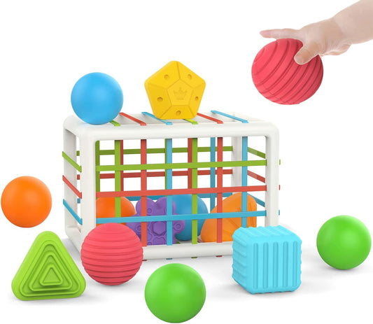MINGKIDS Montessori Toys for 1 Year Old, Toy 6 Pc Multi Sensory Shape, Toddler Developmental Learning Toys Birthday Gifts, Baby Toys 12 Month