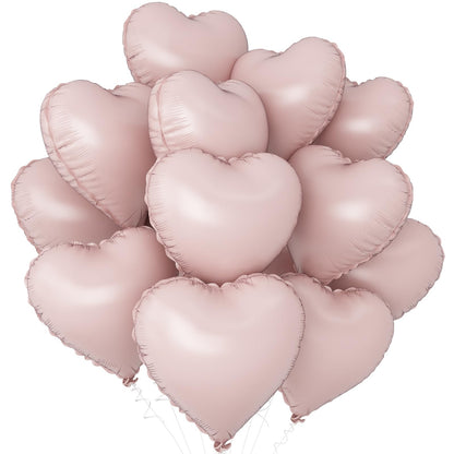 Sage Green Gold Heart Balloons,12Pcs Light Gold Heart Shaped Foil Balloons,18Inch Cream White Helium Mylar Balloon for Baby Shower Birthday Anniversary Wedding Party Decorations
