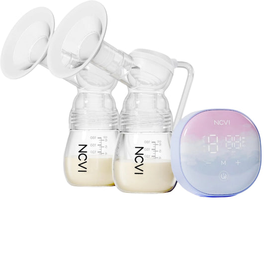 NCVI Double Electric Breast Pump XB-8122-2 with 4 Modes 9 Levels, Breastfeeding Pump with 21/24mm Flanges, Rechargeable Milk Pump Ultra-Quiet for Home & Travel, LED Touchscreen