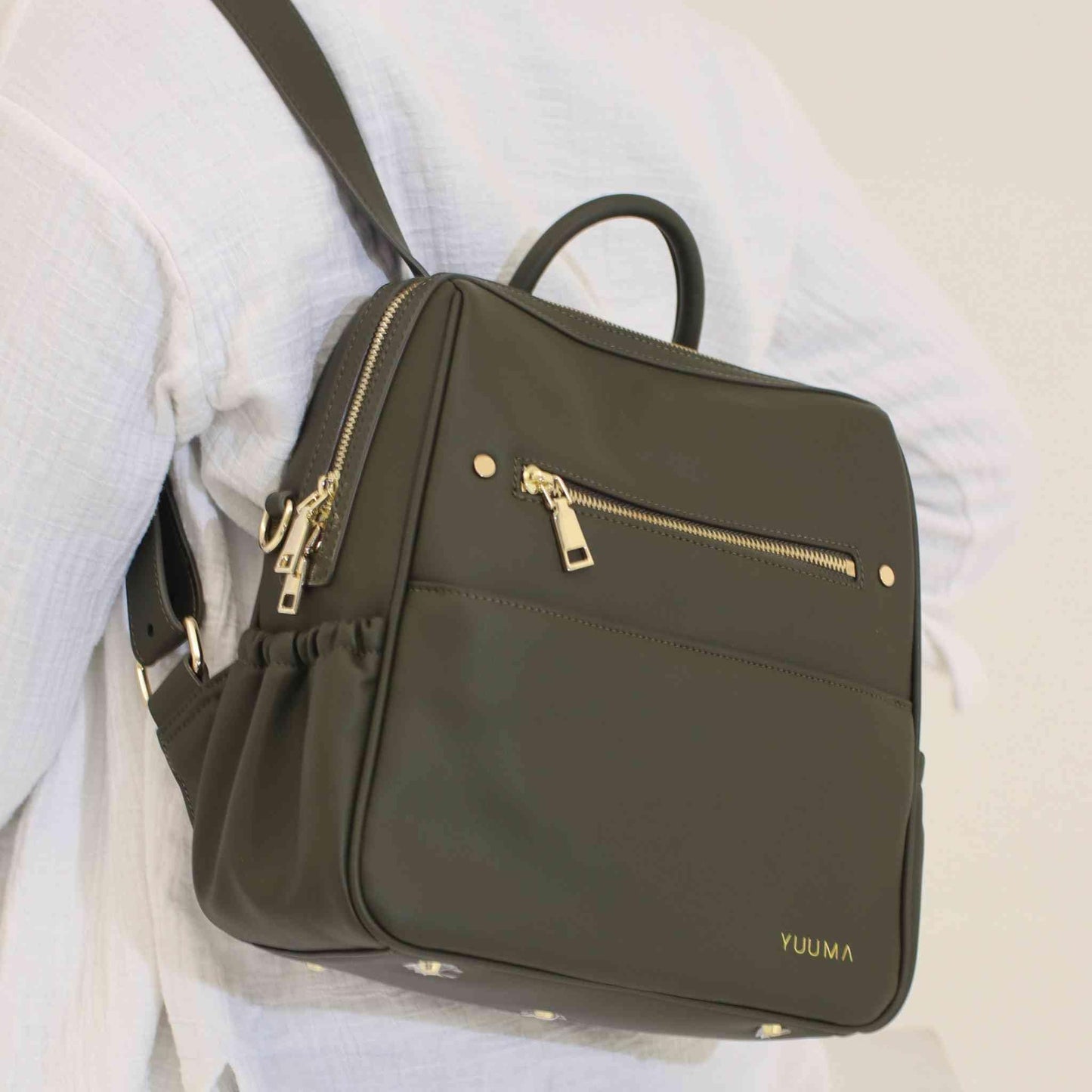 Mini Diaper Bag Backpack-Minimalist bag With Premium Vegan Leather Material With 7 Interior and 5 External Pockets (Onyx)