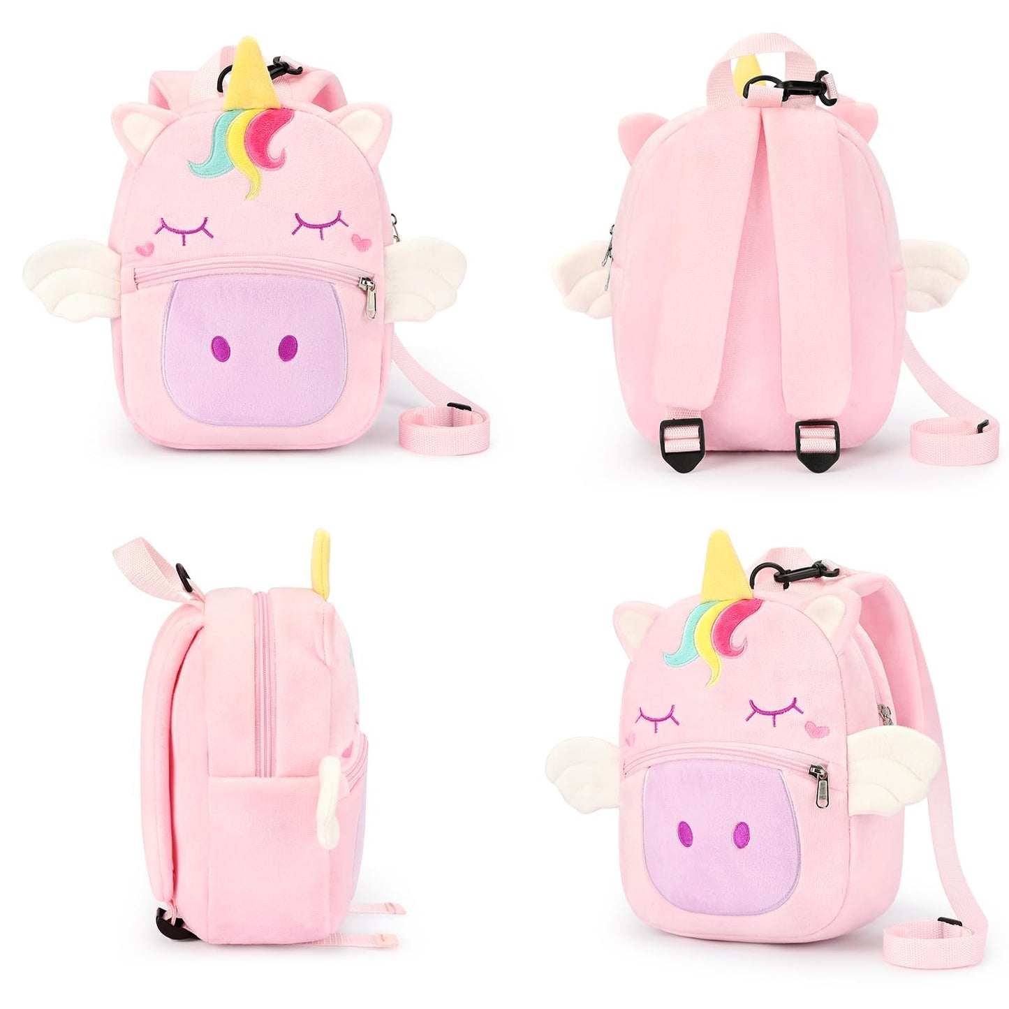 mibasies Toddler Backpacks for Girls 2-4: Plush Backpack -3D Animal Cartoon Mini Travel Bag -10 inch Toddler Backpack Leash
