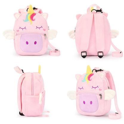 mibasies Toddler Backpacks for Girls 2-4: Plush Backpack -3D Animal Cartoon Mini Travel Bag -10 inch Toddler Backpack Leash