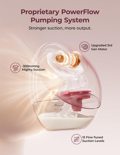 Momcozy Breast Pump Hands Free Upgraded Mobile Flow | M9, App Discreet Control with Personalized Multi-Modes & 15 Levels, Wearable Breast Pump 24mm, 2 Pack Cozy Red