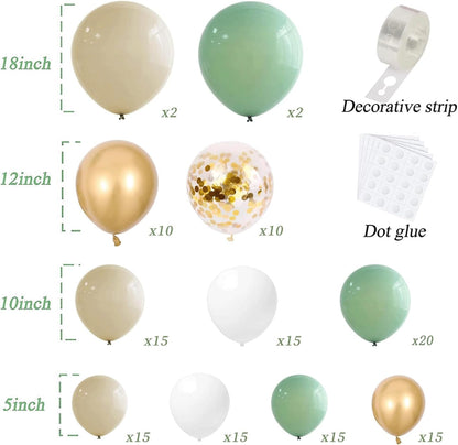 Dusty Blue Balloon Arch Kit, Dusty Baby Blue Balloons Arch Kit With Metallic Gold Sand White Gold Confetti Balloons for Wedding Bridal Shower Boy Birthday Party Baby Shower Decorations