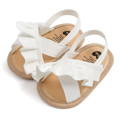 SOFMUO Baby Girls Sandals Premium Soft Sole Infant Indoor Flat Newborn Slippers Lightweight Comfort Toddler Summer Princess Dress Shoes