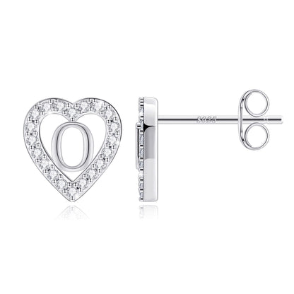 Anoup Heart Initial Stud Earrings - Gifts for Girls, Sterling Silver Post 14K Gold Plated All Over Hypoallergenic | CZ Simulated Diamond Stud Earrings | Birthday Gifts for Kids Toddlers Daughter
