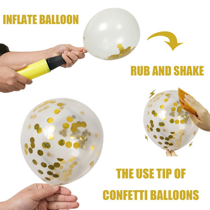 OuMuaMua 62Pcs Pink Gold Confetti Latex Balloons Kit, 12 Inch Pink White Gold Helium Balloons Party Supplies for Confession Proposal Wedding Girl Birthday Baby Shower Party Decoration