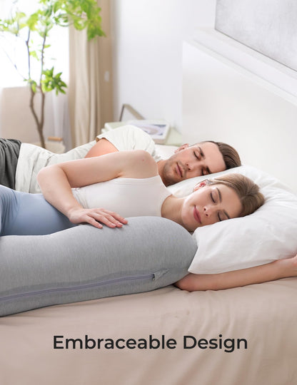 Momcozy Pregnancy Pillows for Side Sleeping, J Shaped Maternity Body Pillow for Pregnancy, Soft Pregnancy Pillow for Head Neck Belly Support, Blue