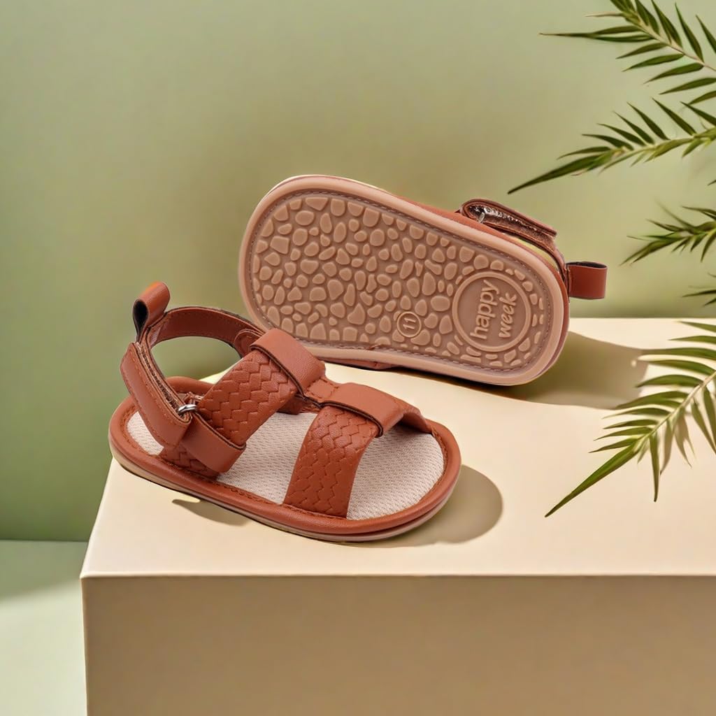 Infant Boys Girls Sandals, Summer Baby Rubber Soles Non-Slip PU Leather Sandals, Newborn Toddler Prewalker First Walking Beach Outdoor Shoes,Infant Toddler Unisex Summer Shoes for babies