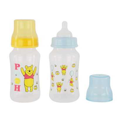 Baby Bottles 11 oz for Boys or Girls | 2 Pack of Disney Winnie The Pooh Infant Hourglass Shaped Bottles with Cover for Newborns and All Babies | BPA-Free Plastic Baby Bottle for Baby Shower
