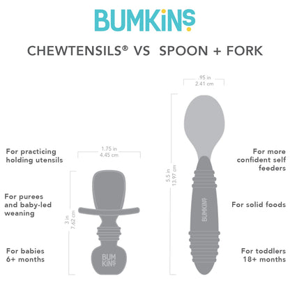 Bumkins Disney Baby Utensils Set, Chewtensils Silicone Spoons for Dipping, Self-Feeding, Baby Led Weaning, Trainer Learning, First Stage Eating, Soft Fork and Spoon, Babies 6 Months, Minnie Mouse