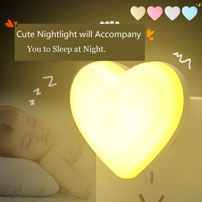 Cute Night Lights, Heart Shape Nursery Nightlight with Light Sensors, Auto Dusk to Dawn Sensor, Soft Warm White, Ideal Nightlight for Bedroom, Bathroom, Hallway, Kitchen (Blue)
